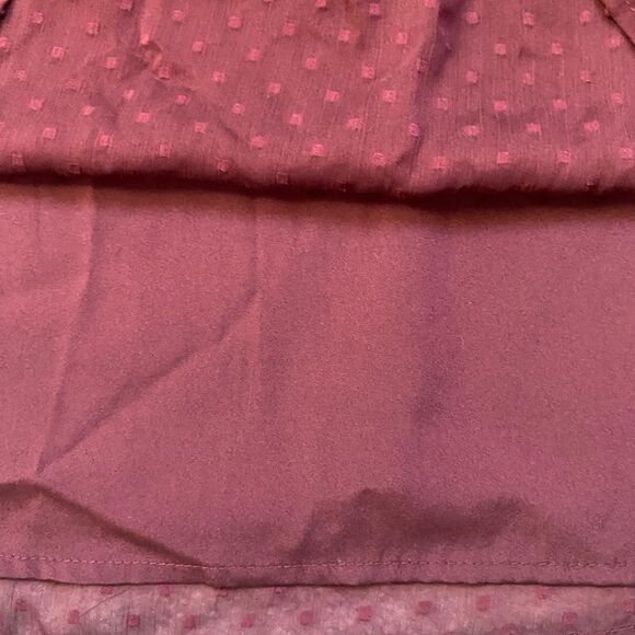 Abercrombie Burgundy Dotted Ruffle Tie Neck Long Sleeve Blouse - Picture 6 of 7